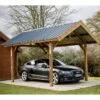 Carport THURAC 17,89m² En Bois Massif Avec Toit Bac Acier HABRITA