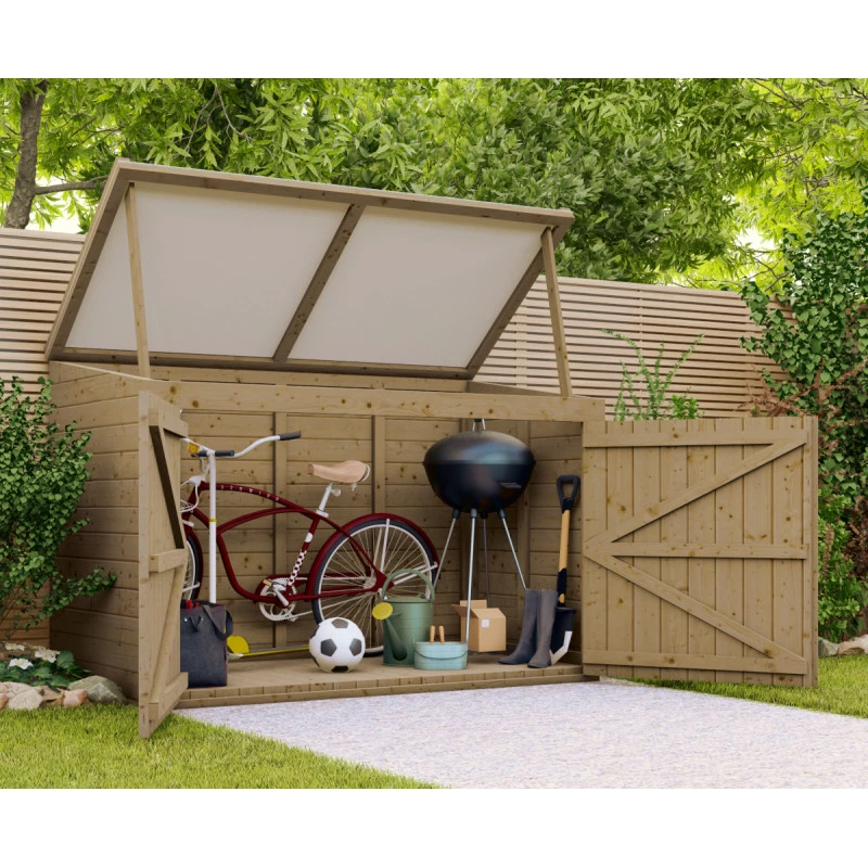 Coffre De Jardin En Bois Traité 28mm 2000L LARGO Blanc - Gardy Shelter 7 Coffre De Jardin En Bois Traité 28mm 2000L LARGO Blanc - Gardy Shelter – Image 5