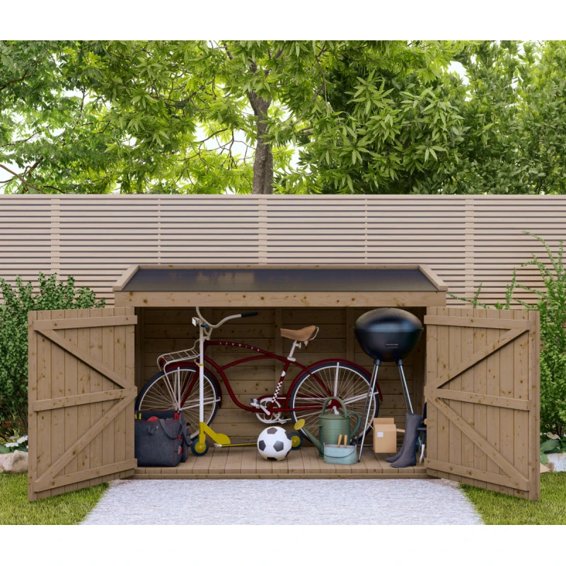 Coffre De Jardin En Bois Traité 28mm 2000L LARGO Noir - Gardy Shelter 8 Coffre De Jardin En Bois Traité 28mm 2000L LARGO Noir - Gardy Shelter – Image 6