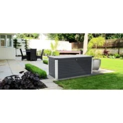 Coffre De Rangement En Métal Anthracite 1000L Patio Box 1,46m² TRIMETALS -Abri De Jardin coffre de rangement en metal anthracite 1000l patio box 146m trimetals 4