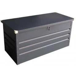 Coffre De Rangement En Métal Anthracite 400L Avec Plancher X-METAL -Abri De Jardin coffre de rangement en metal anthracite 430l avec plancher x metal 2