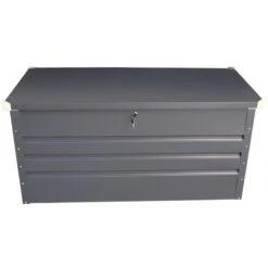 Coffre De Rangement En Métal Anthracite 400L Avec Plancher X-METAL -Abri De Jardin coffre de rangement en metal anthracite 430l avec plancher x metal 3
