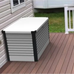 Coffre De Rangement En Métal Blanc 1000L Patio Box 1,46m² TRIMETALS -Abri De Jardin coffre de rangement en metal blanc 1000l patio box 146m trimetals 5