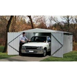 Garage 13,50m² En Acier Galvanisé Finition Zincalume Gris Melton - Absco -Abri De Jardin garage 1350m en metal melton finition zincalume absco 3