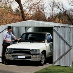 Garage 13,50m² En Acier Galvanisé Finition Zincalume Gris Melton - Absco -Abri De Jardin garage 1350m en metal melton finition zincalume absco 4