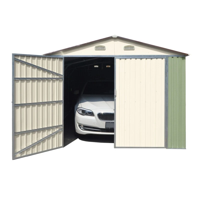 Garage Double Portes Vert Pâle Et Crème 18m² + Kit D'ancrage X-METAL 6 Garage Double Portes Vert Pâle Et Crème 18m² + Kit D'ancrage X-METAL – Image 4