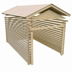 Garage En Bois Certifié 13,28m² – Madriers 28mm - Karibu -Abri De Jardin garage en bois certifie 1328m madriers 28mm karibu 4