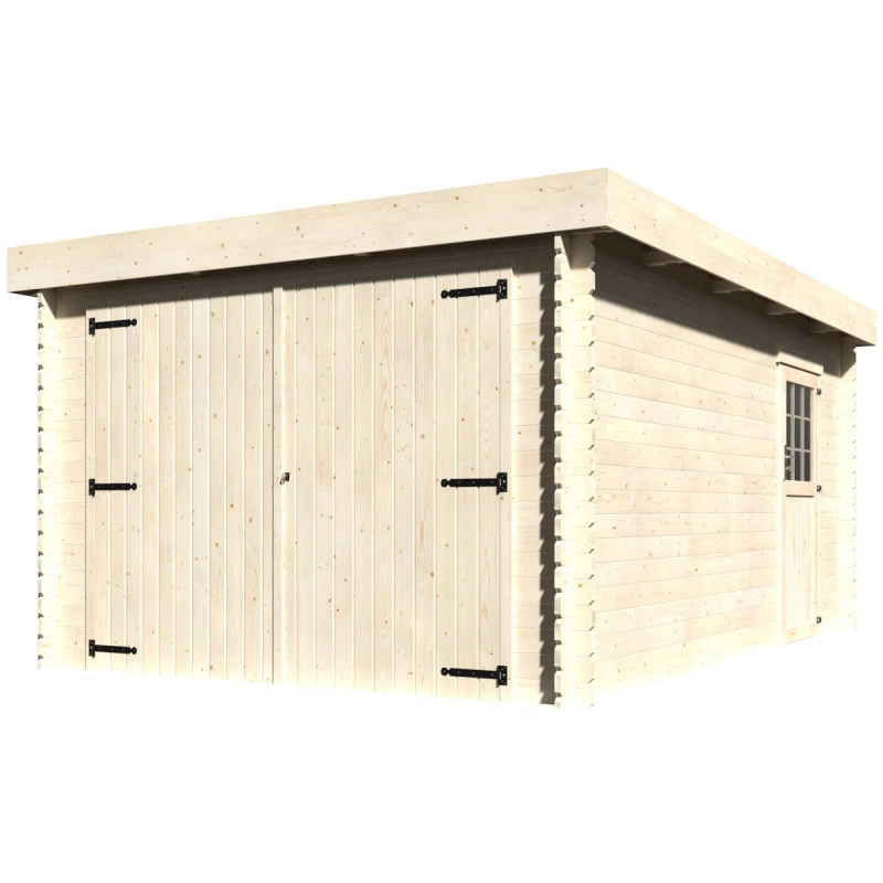 Garage Galan Toit Plat 16,79m² Madriers 28mm Avec Double Porte Battante + Porte Latérale Vitrée – Décor Et Jardin 3 Garage Galan Toit Plat 16,79m² Madriers 28mm Avec Double Porte Battante + Porte Latérale Vitrée – Décor Et Jardin