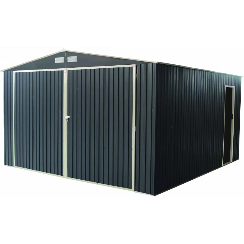 Garage Métal Anthracite Double Portes 19,61m² + Kit D'ancrage X-METAL 3 Garage Métal Anthracite Double Portes 19,61m² + Kit D'ancrage X-METAL