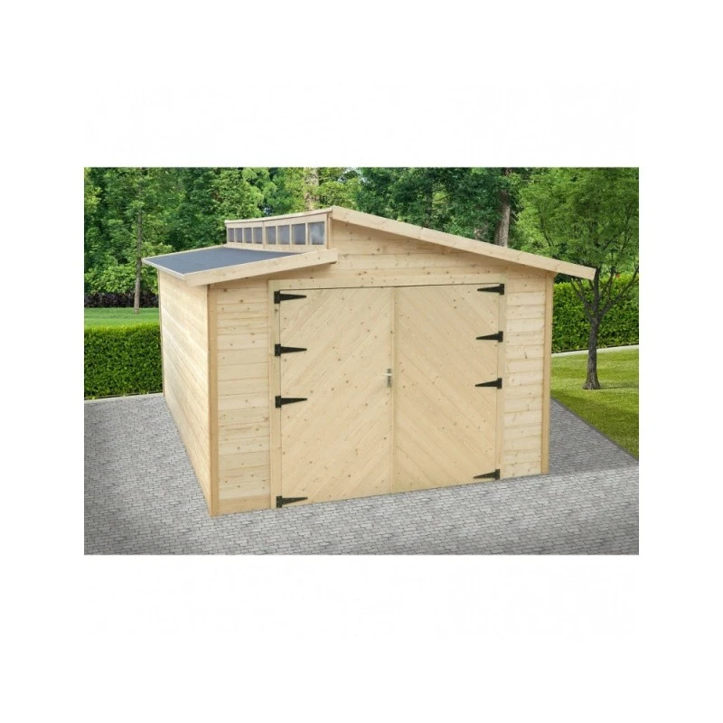 Garage Torino 20,91m² Madriers 28mm Avec Double Porte Battante - SOLID 3 Garage Torino 20,91m² Madriers 28mm Avec Double Porte Battante - SOLID