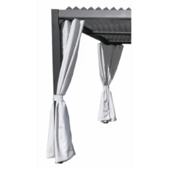 Kit De 2 Rideaux En Polyester Gris Perle Pour Pergola Miami - Couleurs Du Monde