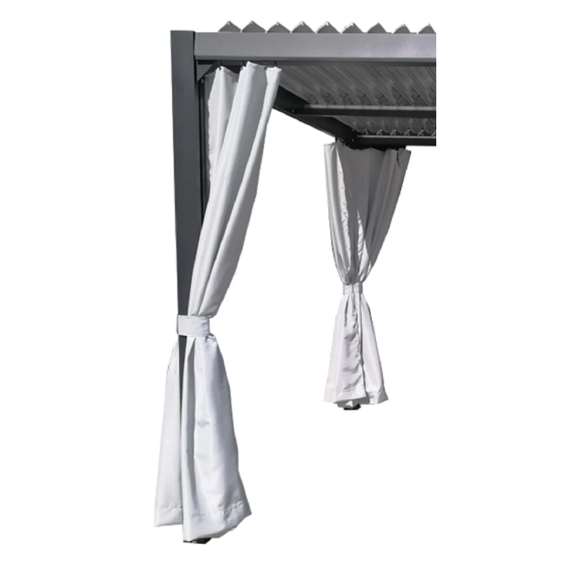 Kit De 2 Rideaux En Polyester Gris Perle Pour Pergola Miami - Couleurs Du Monde 3 Kit De 2 Rideaux En Polyester Gris Perle Pour Pergola Miami - Couleurs Du Monde