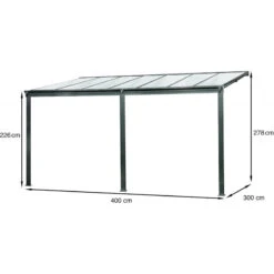 Pergola Adossée 435x300cm En Aluminium Noir Et Polycarbonate 4mm CIELO - DCB Garden -Abri De Jardin pergola adossee 435x300cm en aluminium noir et polycarbonate 4mm cielo dcb garden 3