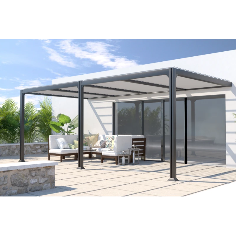 Pergola Adossée Bioclimatique 300x600cm Lames 13cm - Gris - SEATTLE - Couleurs Du Monde 4 Pergola Adossée Bioclimatique 300x600cm Lames 13cm - Gris - SEATTLE - Couleurs Du Monde – Image 2