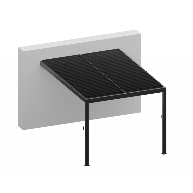 Pergola Adossée Bioclimatique En Aluminium Gris Anthracite 400x300cm Avec Lames Grises ODIN - GardenGate 3 Pergola Adossée Bioclimatique En Aluminium Gris Anthracite 400x300cm Avec Lames Grises ODIN - GardenGate