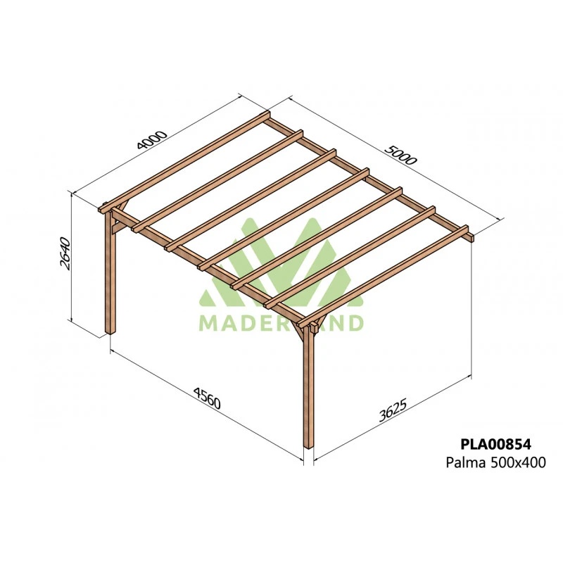 Pergola Adossée En Bois Lamellé-collé 500x400cm Palma – Maderland 4 Pergola Adossée En Bois Lamellé-collé 500x400cm Palma – Maderland – Image 2