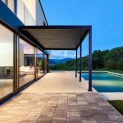 Abri De Jardin 19 Pergola Bioclimatique Adossée En Alu Anthracite 3,6x6m Ombrea