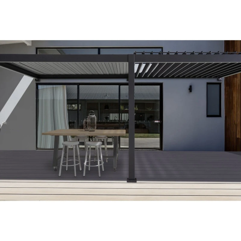 Pergola Bioclimatique Adossée En Alu Anthracite 3x5.3m Ombrea 4 Pergola Bioclimatique Adossée En Alu Anthracite 3x5.3m Ombrea – Image 2