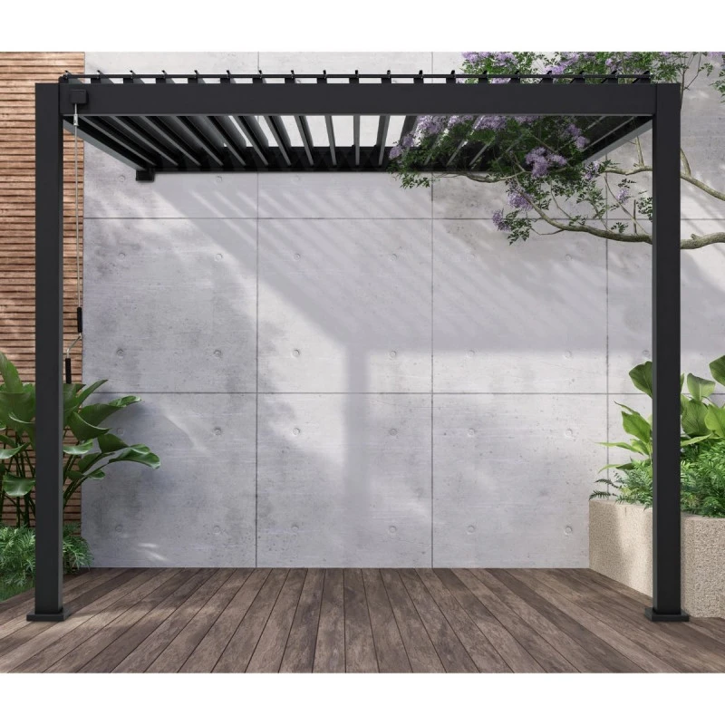 Pergola Bioclimatique Adossée En Alu Anthracite 3x3m Ombrea 3 Pergola Bioclimatique Adossée En Alu Anthracite 3x3m Ombrea