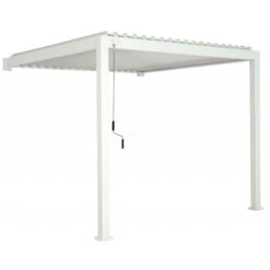Abri De Jardin 5 Pergola Bioclimatique Adossée En Alu Blanc 3x3m Ombrea