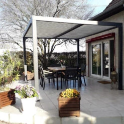Pergola Bioclimatique Aluminium Anthracite 10,80m² + Toit Avec Lames Ovales écru HABRITA -Abri De Jardin pergola bioclimatique aluminium anthracite 1080m toit avec lames ovales ecru habrita 3