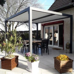 Pergola Bioclimatique Aluminium Anthracite 10,80m² + Toit Avec Lames Ovales écru HABRITA -Abri De Jardin pergola bioclimatique aluminium anthracite 1080m toit avec lames ovales ecru habrita 5