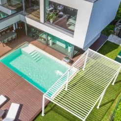 Abri De Jardin 7 Pergola Bioclimatique Autoportante En Alu Blanc 3x6m Ombrea