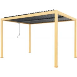 Pergola Bioclimatique Autoportante En Aluminium Aspect Bois 4x3m - X-METAL -Abri De Jardin pergola bioclimatique autoportante en aluminium aspect bois 4x3m x metal 5