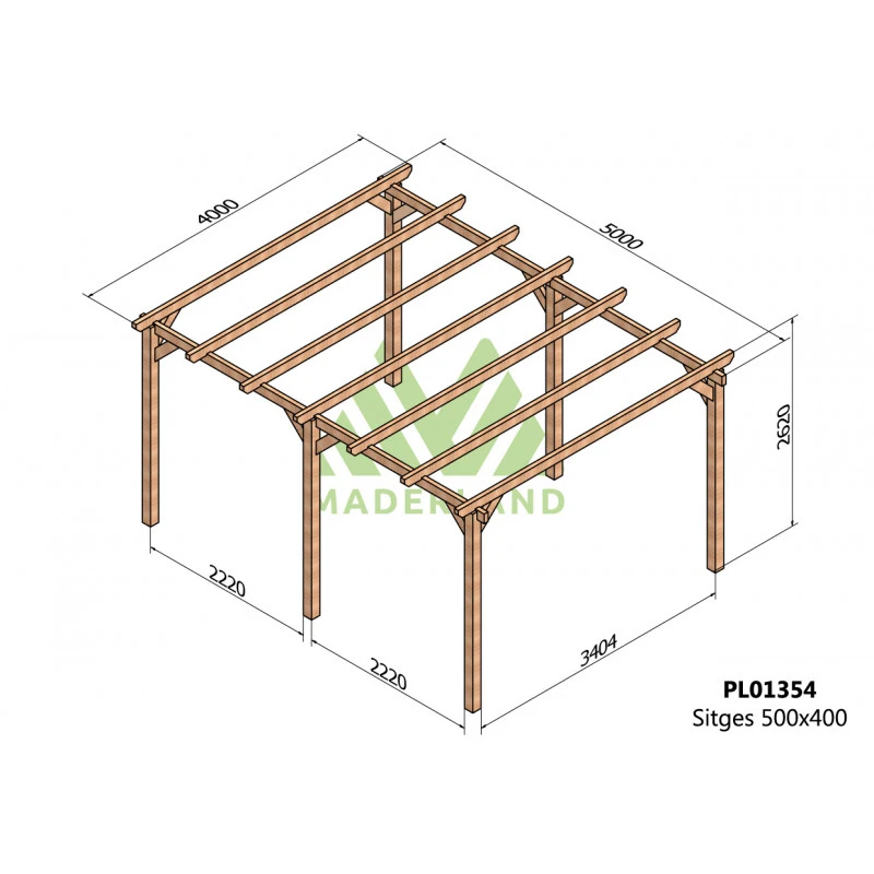 Pergola En Bois Lamellé-collé 500x400cm Sitges – Maderland 4 Pergola En Bois Lamellé-collé 500x400cm Sitges – Maderland – Image 2