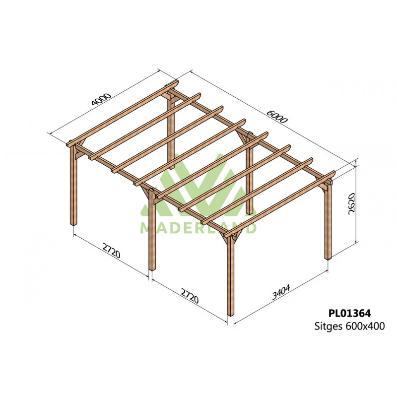 Pergola En Bois Lamellé-collé 600x400cm Sitges – Maderland 3 Pergola En Bois Lamellé-collé 600x400cm Sitges – Maderland – Image 2