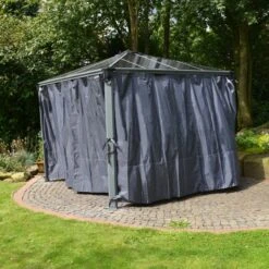 Set De 4 Rideaux Pour Tonnelle 3x3m Et 3,6x3,6m En Alu Gris Palram - Canopia -Abri De Jardin set de 4 rideaux pour tonnelle 3x3m et 36x36m en alu gris 2
