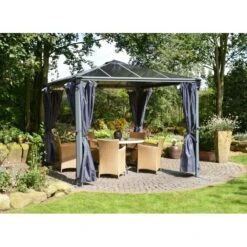 Set De 4 Rideaux Pour Tonnelle 3x3m Et 3,6x3,6m En Alu Gris Palram - Canopia