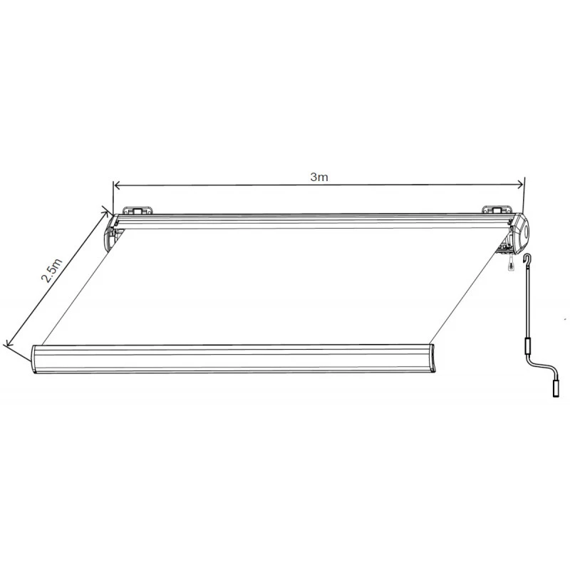 Store Banne Manuel 300x250cm LUXO Toile Polyester Grise - X-METAL 4 Store Banne Manuel 300x250cm LUXO Toile Polyester Grise - X-METAL – Image 2