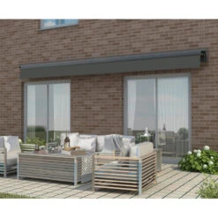 Store Banne Manuel 350x250cm DECO Toile Polyester Grise - X-METAL -Abri De Jardin store banne manuel 350x250cm deco toile polyester grise x metal 4