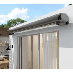 Store Banne Motorisé 300x250cm LUXO Toile Polyester Grise - X-METAL -Abri De Jardin store banne motorise 300x250cm luxo toile polyester grise x metal 3