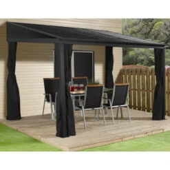 Tonnelle Adossée Portland 363x298cm En Aluminium Et Acier Galvanisé - SOJAG