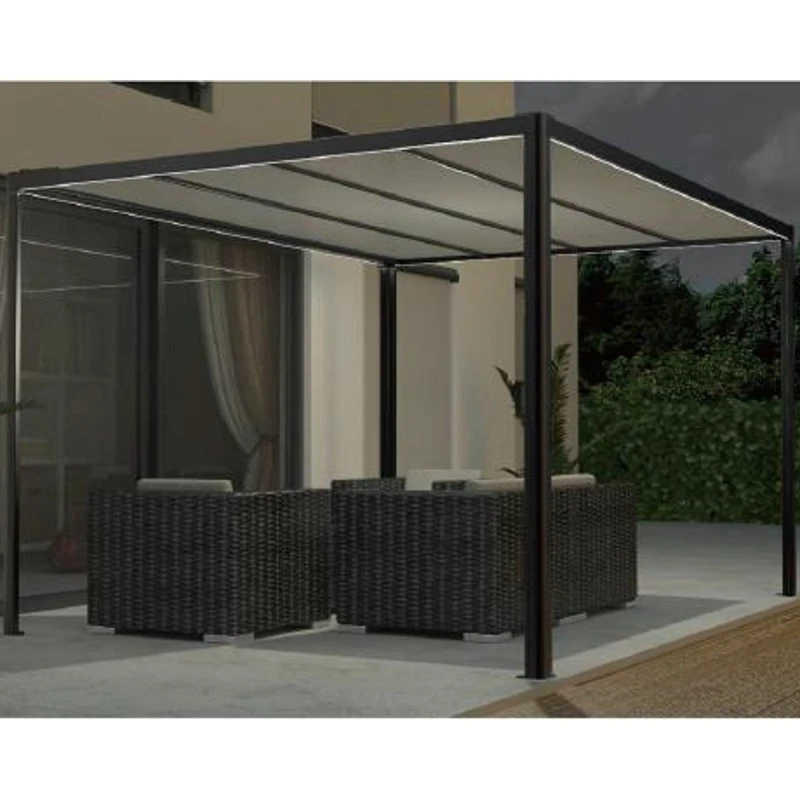 Tonnelle Couv’Terrasse® E Store 3x3m En Aluminium Laqué Gris Et Polycarbonate 8mm - Chalet Et Jardin 4 Tonnelle Couv’Terrasse® E Store 3x3m En Aluminium Laqué Gris Et Polycarbonate 8mm - Chalet Et Jardin – Image 2