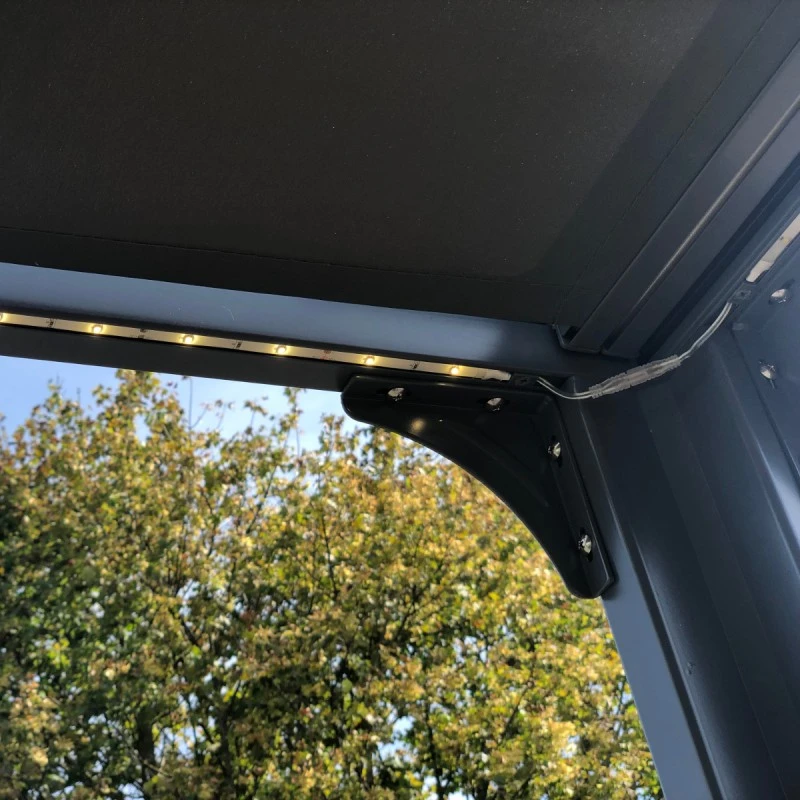 Tonnelle Couv’Terrasse® E Store 3x3m En Aluminium Laqué Gris Et Polycarbonate 8mm - Chalet Et Jardin 6 Tonnelle Couv’Terrasse® E Store 3x3m En Aluminium Laqué Gris Et Polycarbonate 8mm - Chalet Et Jardin – Image 4