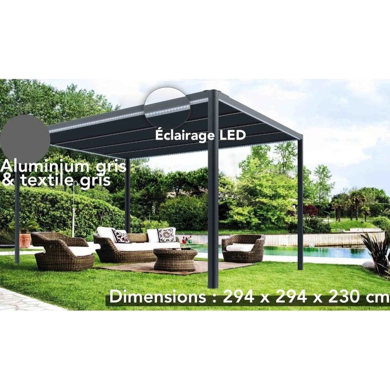 Tonnelle Couv’Terrasse® E Store 3x3m En Aluminium Laqué Gris Et Polycarbonate 8mm - Chalet Et Jardin 3 Tonnelle Couv’Terrasse® E Store 3x3m En Aluminium Laqué Gris Et Polycarbonate 8mm - Chalet Et Jardin