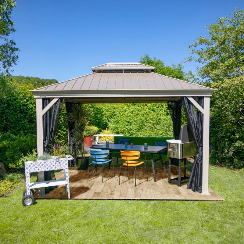 Tonnelle De Jardin Messina 298x363cm En Aluminium Thermolaqué Champagne– SOJAG 4 Tonnelle De Jardin Messina 298x363cm En Aluminium Thermolaqué Champagne– SOJAG – Image 2