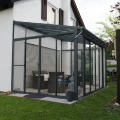 Véranda 300x425cm En Alu Gris Et Polycarbonate 8mm Sanremo - Palram - Canopia -Abri De Jardin veranda 300x425cm en alu gris et polycarbonate 8mm sanremo palram 2