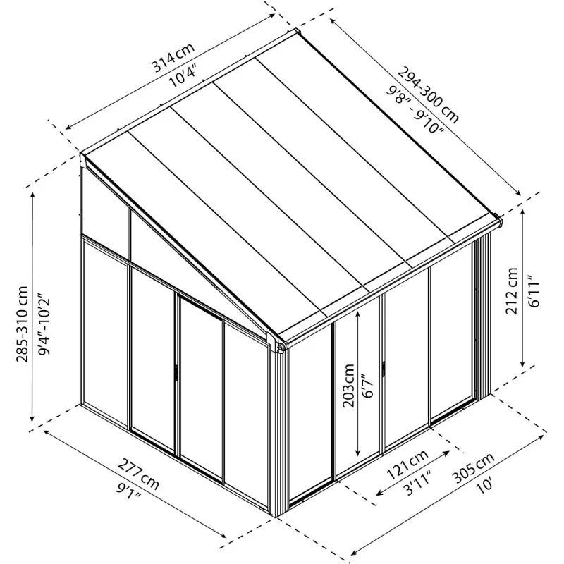 Véranda 300x305cm En Aluminium Blanc Et Polycarbonate 8mm Sanremo - Canopia By Palram 5 Véranda 300x305cm En Aluminium Blanc Et Polycarbonate 8mm Sanremo - Canopia By Palram – Image 3