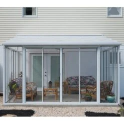 Véranda 400x425cm En Alu Blanc Et Polycarbonate 8mm Sanremo - Palram - Canopia -Abri De Jardin veranda 400x425cm en alu blanc et polycarbonate 8mm sanremo palram 3